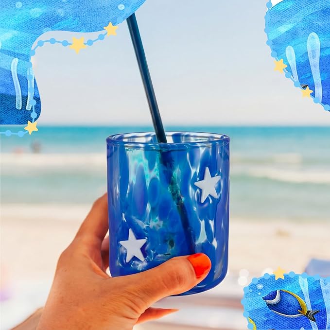 Skylety 2 Pcs Star Icon Juice Glasses 14 oz Stemless Wine Drinking Juice Glass - Image 5
