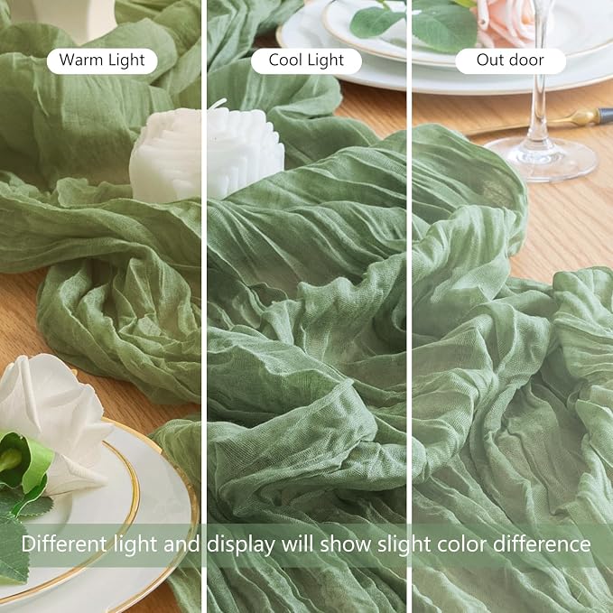 Cheesecloth Table Runner Sage Green 10FT Boho Gauze, 6 Pack | 120 Inch Cheese - Image 8
