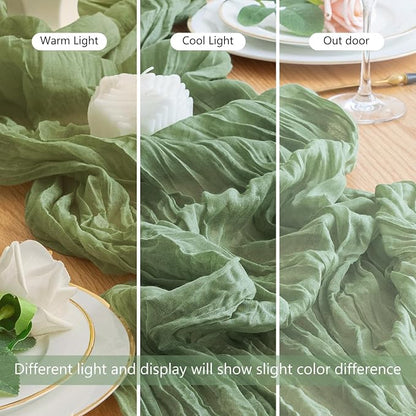 Cheesecloth Table Runner Sage Green 10FT Boho Gauze, 6 Pack | 120 Inch Cheese - Image 8