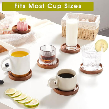 Set of 6 Wooden Coasters with Holder-Coffee Table Coasters - Image 6