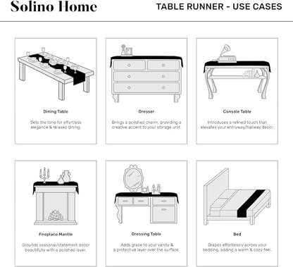 Solino Home 100% Pure Linen Table Runner, 14 x 120 in, French Stripe | Table - Image 6