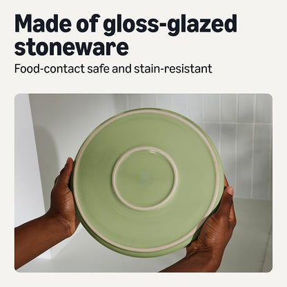 Amazon Basics Glazed Stoneware Dinner Plates, Ceramic 4-Piece Set, Dishwasher - Image 3