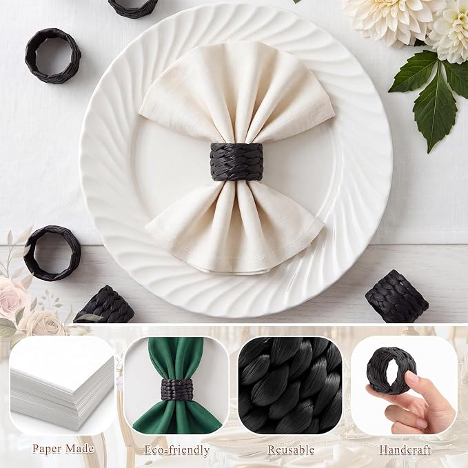 LemonRoad 24 Pcs Wedding Paper Napkin Rings Farmhouse Rustic Boho Spring - Image 3