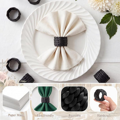 LemonRoad 24 Pcs Wedding Paper Napkin Rings Farmhouse Rustic Boho Spring - Image 3