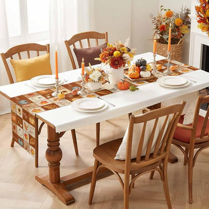 Fall Checkered Table Runner 72 Inches Long, Thanksgiving Pumpkins Table Runners - Image 6
