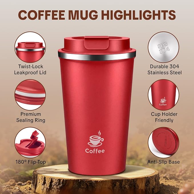 17oz Travel Coffee Mug, Leakproof Vacuum Coffee Cup Insulated Tumbler | 304 - Image 3