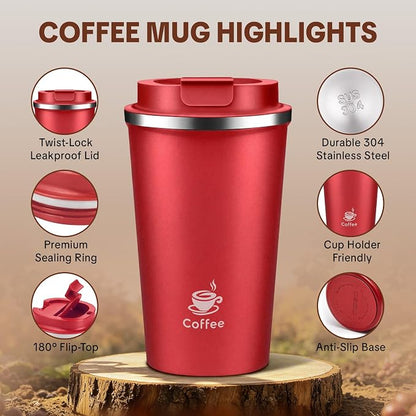 17oz Travel Coffee Mug, Leakproof Vacuum Coffee Cup Insulated Tumbler | 304 - Image 3