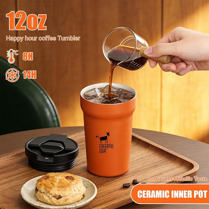 CHEERFUL GOAT Insulated Coffee Mug – Stainless Steel Travel Coffee Tumbler - Image 4