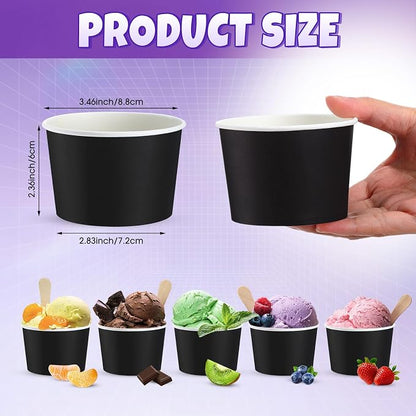 Jingmore Paper Ice Cream Cups 9oz Colored Disposable Dessert Bowls - Image 2