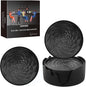 Silicone Coasters Set of 6 with Holder, Unique Rose Petal Design, Drink Coasters for Table Protection, Cup Mat for Hot-Cold Beverages, Modern Non-Slip, Non-Stick Design, Ideal Gift(6 Pack, Black)