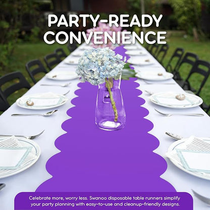 Purple Scallop Table Runner, Disposable Plastic, 5 Pack - Image 5