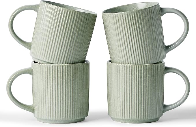 famiware Coffee Mug Set for 4, Star 12 oz Catering Mugs Cup Set by Famiware