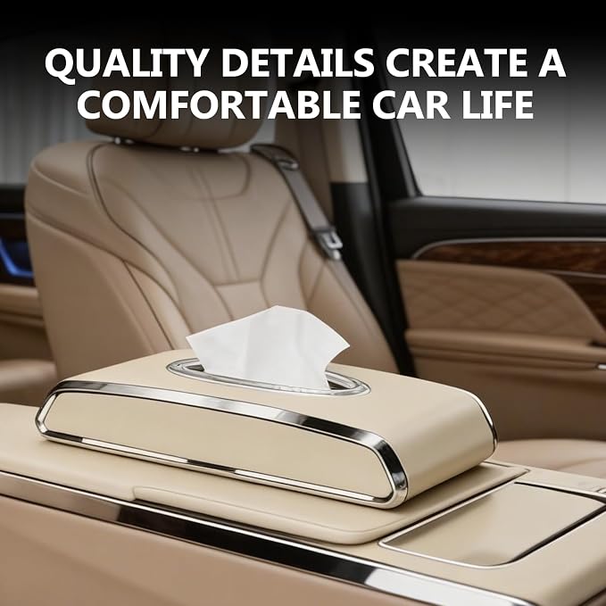 Faux Leather Car Tissue Holder for Interior, Armrest & Back Seat Tissue - Image 8