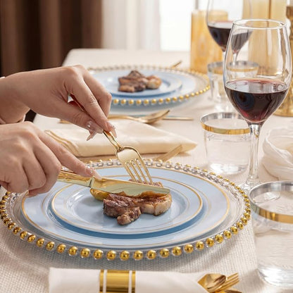175PCS Blue Plates Disposable - Image 3