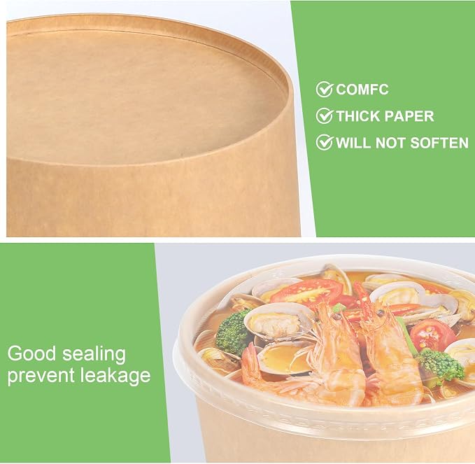 50 Pcs 32 Oz disposable meal prep containers，paper bowls - Image 7
