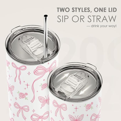 SANDJEST Bow Tumbler 20oz, Stainless Steel Travel Cup - Image 5