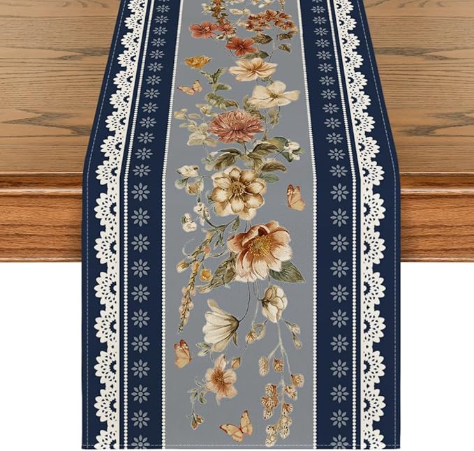 Artoid Mode 210 GSM Fall Table Runner 13x72 Inch Home Party Decor | Blue by ArtoidMode