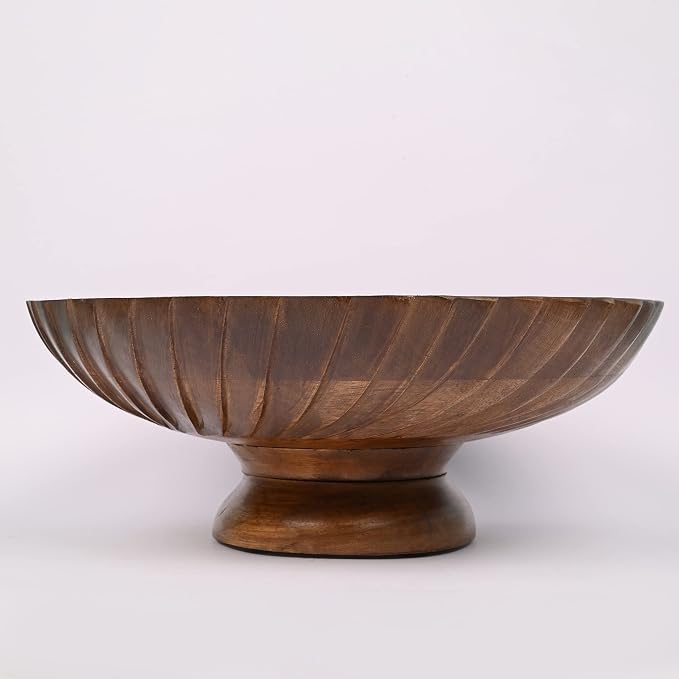 EDHAS Mango Wood Decorative Wooden Bowl Hand Carved Home Decor - Image 4