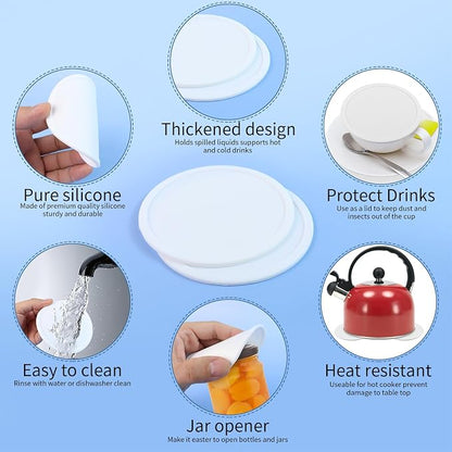 5-Pack White Silicone Coasters, Non-Slip Drink Coasters - Image 3