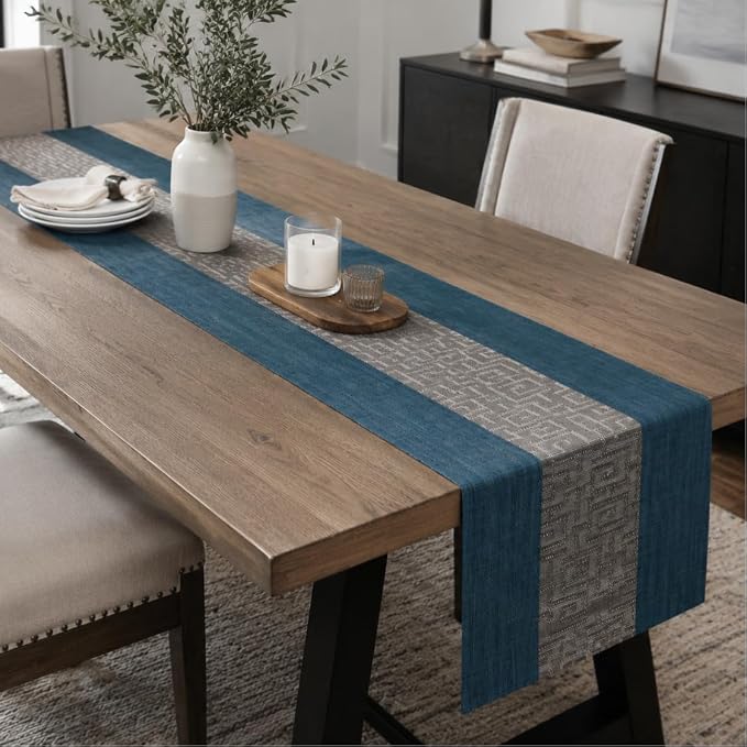 FAVE Vinyl Table Runner Indigo Blue Table Runner Woven - Image 2