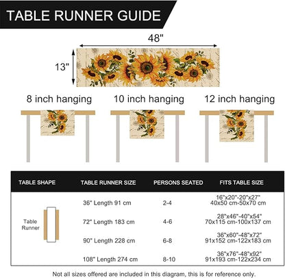 Seliem Fall Sunflowers Table Runner, Vintage Spring Summer Flower Home | - Image 2