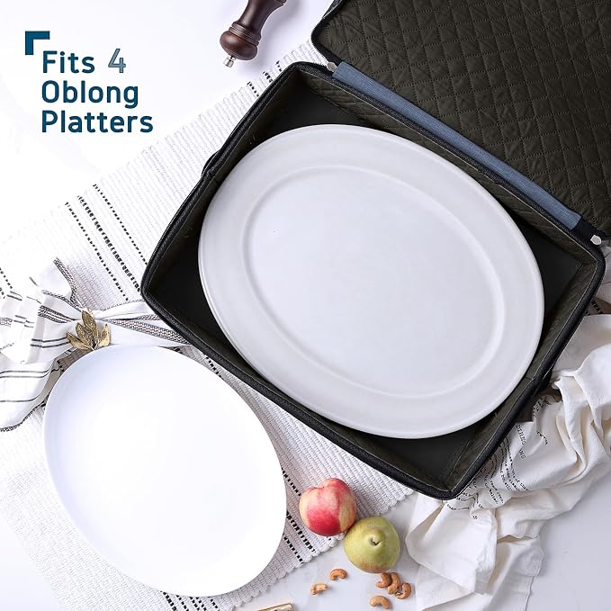 Platter Storage Case – Fine China Storage Containers Hard Shell, Quilted and - Image 2