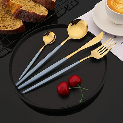 JASHII Flatware Set 24 Piece, Stainless Steel Silverware Set, Macaron Small - Image 5