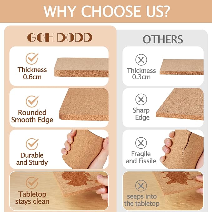 60 PCS Cork Coasters for Laser Engraving, Thick Absorbent Blank Coasters | 4 - Image 3