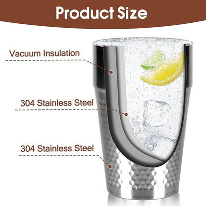 4Pack Stainless Steel Cups, 16oz 450ml Double Wall Drinking Glasses | Reusable - Image 2