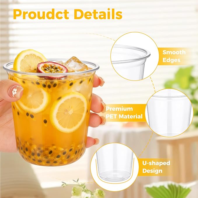 KesaPlan 150 Pcs 12oz Plastic Clear Cups, Disposable Wine Cocktail Glasses | - Image 4