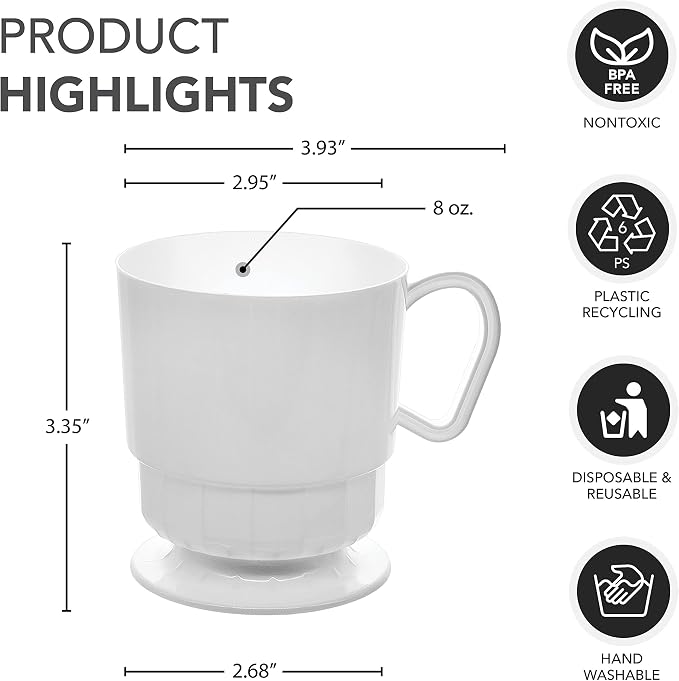 Party Essentials 8-Ounce Hard Plastic Coffee Cup/Tea Mug - Image 2