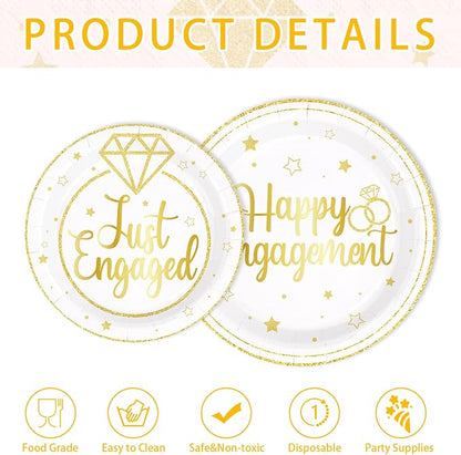 250Pcs Happy Engagement Diamond Ring Party Decoration Serves 50 | White Gold - Image 3
