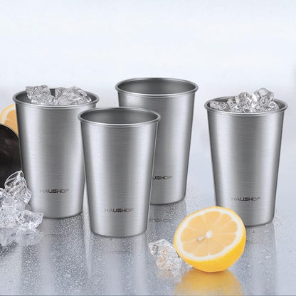 HAUSHOF Stainless Steel Cups, 16oz Stacking Cups, Unbreakable, 4 Pack | 18/8 - Image 7