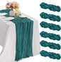 6 Pieces Teal 10FT Cheesecloth Table Runner Boho Gauze Fabric Table Runner by JALANCY