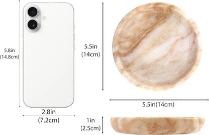 Small Natural Marble Jewelry Tray Key Plate Holder Dish Trinket Decor Catch All - Image 2