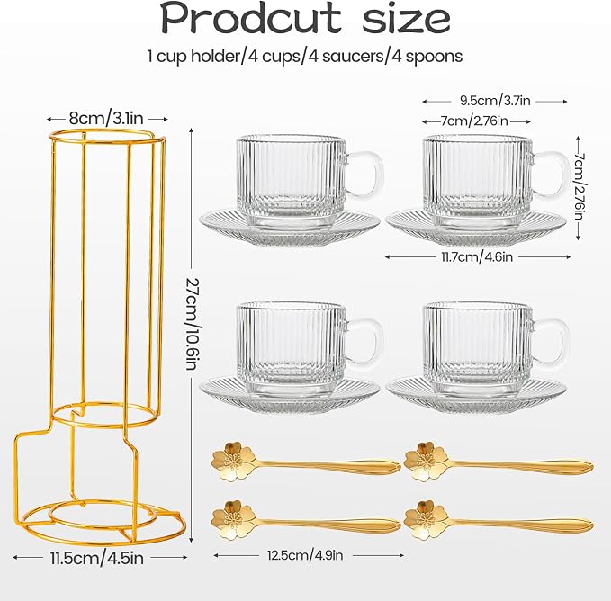 5.4 oz Espresso Cups Set of 4, Stackable Small Cup - Image 4