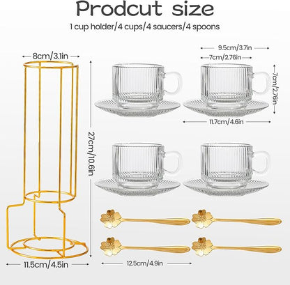 5.4 oz Espresso Cups Set of 4, Stackable Small Cup - Image 4