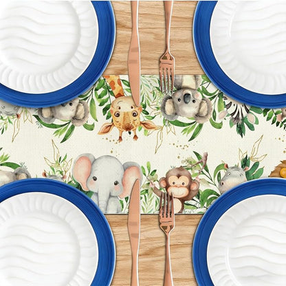 Elephant Giraffe Baby Shower Table Runner, Seasonal Spring Decoration | Tables - Image 4
