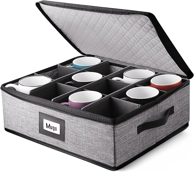 Hearth & Harbor Coffee Mug Storage, Quilted and Stackable Coffee Cup Storage by HearthHarbor
