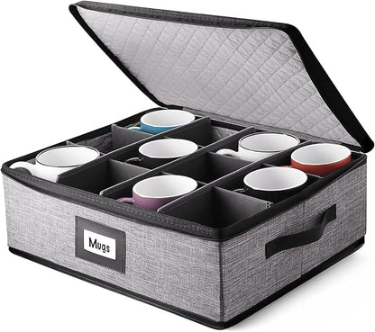 Hearth & Harbor Coffee Mug Storage, Quilted and Stackable Coffee Cup Storage by HearthHarbor
