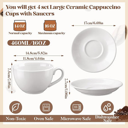 4 Set 16 oz Cappuccino Cups - Image 2