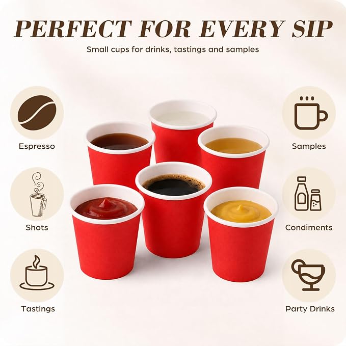 200 Pcs Mini Coffee Cups Brown Culture Cup 2oz Disposable Bathroom Cups Paper - Image 5
