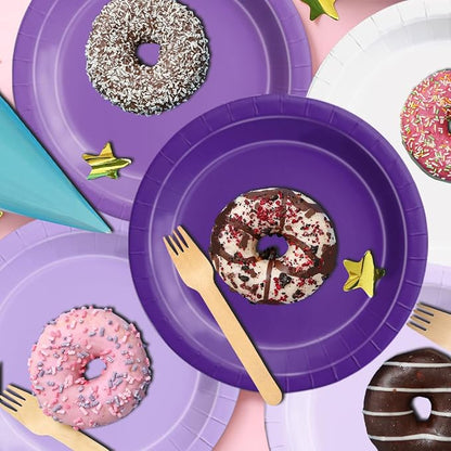 CMUSKO Lavender Party Supplies-150Pcs Purple Plates and Napkins Kit Serves 50 - Image 2