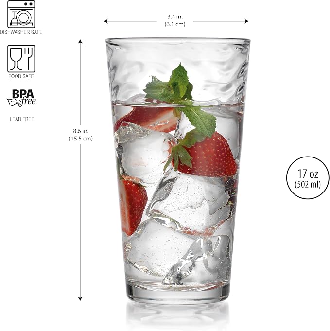 Glaver's Drinking Glasses Set of 10 Highball Glass Cups, 17 Oz Cooler - Image 5