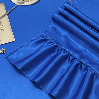 2 Pack Royal Blue Satin Table Runner 12 x 108 Inch | Ruffle Design, Luxurious - Image 4