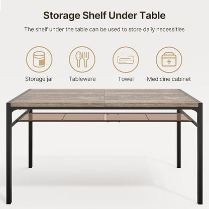 Gizoon Dining Table Set for 6 with Chairs, 7-Piece Kitchen Table Set for Small Space, Apartment, Kitchen, Dining Room, Space-Saving