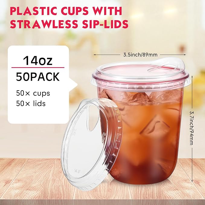 Baderke 50 Pcs Round Bottom Plastic Cups - Image 3