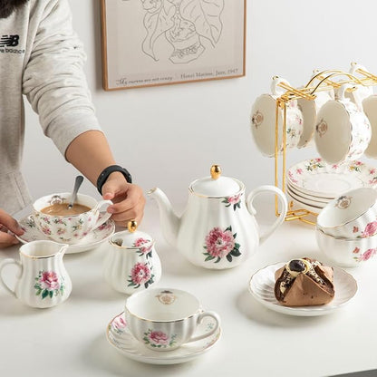 Porcelain Tea Sets British Royal Series, 8 OZ Cups & Saucer Service - Image 6
