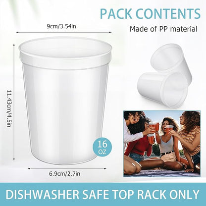 Yungyan 300 Pack 16 oz Stadium Cups Reusable Plastic Cups Blank Drink Stadium - Image 2