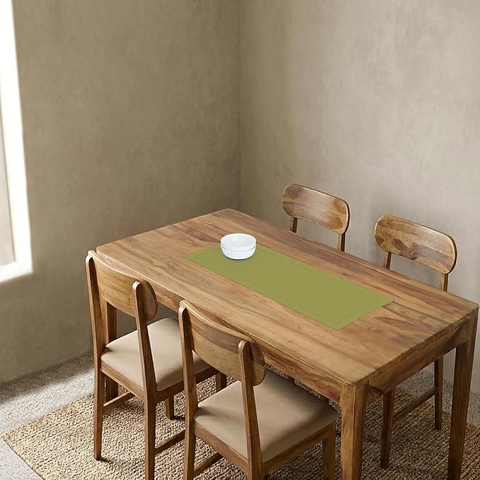 Solino Home 100% Pure Linen Dining Table Runner Avocado Woven, 14 x 36 in | - Image 2